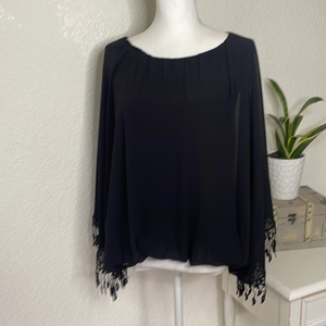 Joseph Ribkoff sleeveless top with black caplet‎ overlay.  Size 6